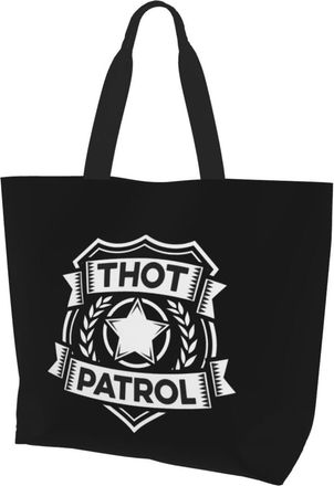 AOOEDM Thot Patrol Is On The Case Ladies Canvas Tote Reusable Shopping Bag