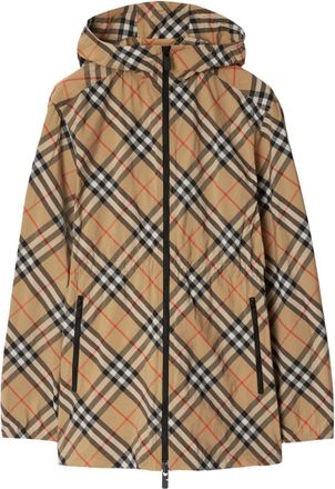 Burberry Nova Check hooded coat - women - Polyamide/Polyamide - L - Neutrals