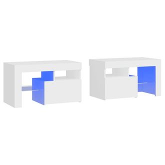 Berkfield Home Bedside Cabinets 2 pcs with LED Lights White 70x36.5x40 cm