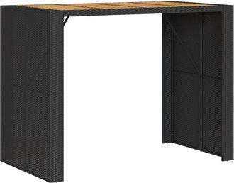 vidaXL Vidaxl - Garden Bar Table with Acacia Wood Top Black 145x80x110 cm Poly Rattan