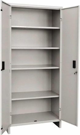 Far Far - Armadio Armadietto Metallo 2 Ante 80x40x180 Grigio 4 Ripiani Esterno 448