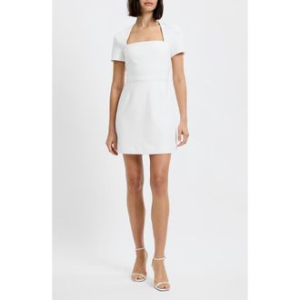 French Connection Whisper Square Neck Minidress in Summer White at Nordstrom, Size 10