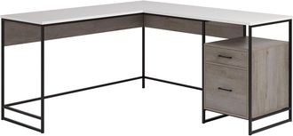 Sauder Tremont Row L Desk, Mystic Oak finish