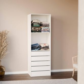 Sweeek Modular Open Wardrobe Drawer & Shelf Unit in White