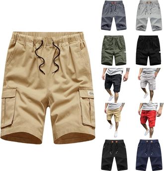 Generic Try Before You Buy Mens Mens Cargo Shorts Combat Multi Pocket Fashion Elasticated Waist Plain Lightweight Relaxed Casual Sports Shorts Plus Size Board