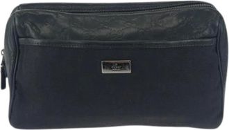 Gucci Pre-owned Clutches, male, Black, Size: ONE SIZE Pre-owned Guccissima Leather Canvas Clutch Bag
