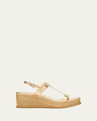 Jimmy Choo London Theia 60 Metallic Leather Wedge Sandals