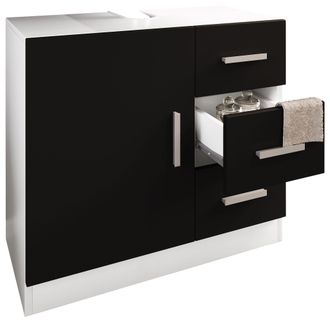 VCM Gabinete De Lavabo De Madera Vcm Gabinete De Ba&ntilde;o Dimensiones: Al. 56 X An. 63 X T. 30 Cm 1 Puerta Giratoria 3 Cajones Muebles Modernos De Ba&ntilde;o - Zalo
