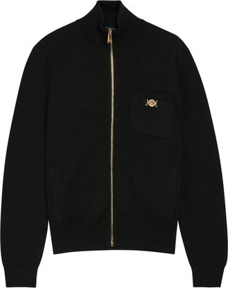 Versace Zip-through Cotton and Cashmere-blend Jumper - Black - 52 (IT52 / XL)