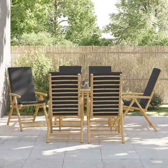 vidaXL Sillas Jard&iacute;n Plegables Reclinables Y Cojines 6 Uds Bamb&uacute; Gris Vidaxl
