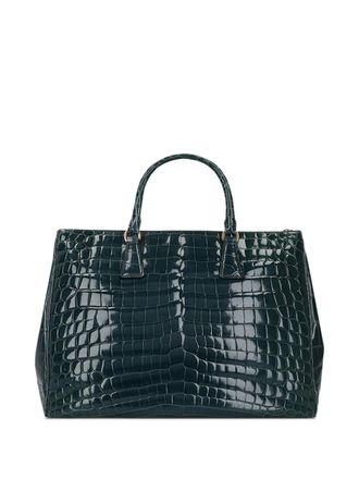 Prada Borsa tote Galleria effetto coccodrillo - Blu