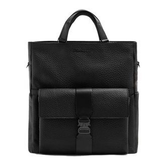 Piquadro Leren Tote Rugzak met Afneembare Laptophoes - Heren - Tassen - Zwart - Maat: ONE Size Leer