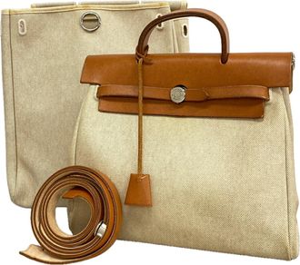 Herm&egrave;s Natural Toile H Backpack (Pre-Owned)