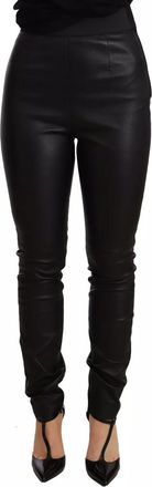 Dolce & Gabbana Black Leather Elastic Waist Trouser Womens Pants (Pre-Owned)