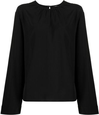 Joseph gathered-neck silk blouse - women - Silk - 38 - Black