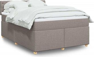 vidaXL Vidaxl - Cama Box Spring Con Colch&oacute;n Tela Gris Taupe 140x190 Cm