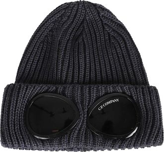 C.P. Company Extrafijne Merino Wool Goggle Beanie - Heren - Hoeden - Zwart - ONE Size - Wol - Accessoires