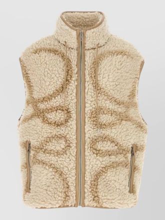 Loewe shearling vest sleeveless high collar pockets