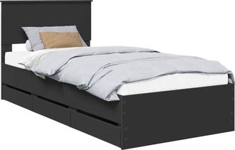 vidaXL Estructura De Cama Negro 90 X 200 Cm Madera Ingenieril Vidaxl