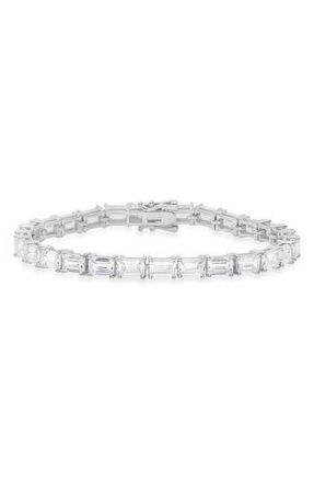 Queen Jewels Sterling Silver Emerald Cut CZ Tennis Bracelet at Nordstrom Rack, Size 7.25