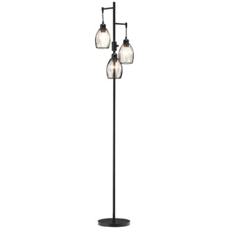 HOMCOM Industrial 3-Light Floor Lamp Dimmable Standing Lamp for Living Room | TJ Hughes