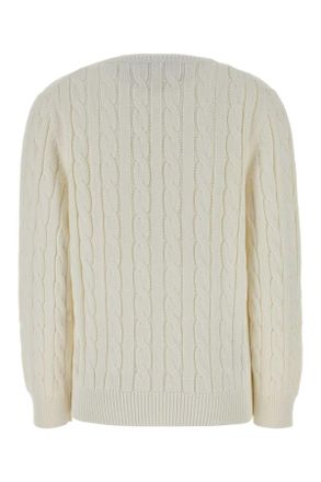 Prada Womens White Cotton Sweater Bianco Exterior: Maglieria