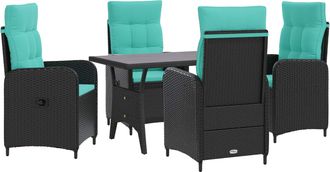 vidaXL Juego De Comedor Para Exteriores 5 Uds. Negro Y Turquesa Vidaxl