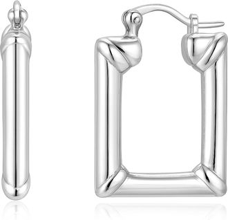 MAX + STONE 925 Sterling Silver Square Hoop Earrings