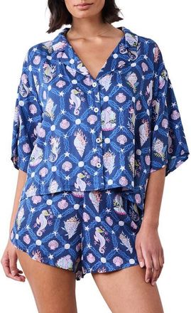 Printfresh Sweet Dreams Satin Short Pajamas in Navy at Nordstrom, Size X-Large