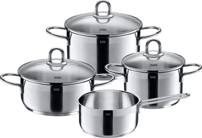 Silit Diamant Topfset Induktion 4-teilig, Kochtopf Set mit Glasdeckel, Edelstahl poliert, Induktions Töpfe Set unbeschichtet ab 98,50 €
