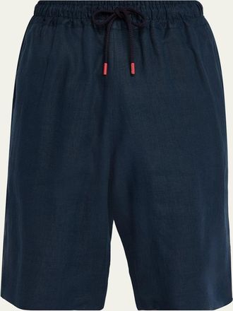 Kiton Mens Linen Drawstring Shorts