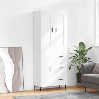 vidaXL Vidaxl - Aparador Alto Madera Contrachapada Blanco 69,5x34x180 Cm