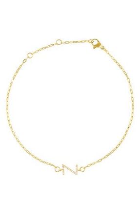Adornia Pavé Cubic Zirconia Initial Anklet in Gold-Z at Nordstrom Rack