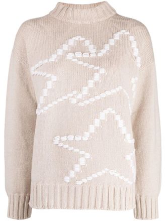 Lorena Antoniazzi star-print knitted jumper - women - Wool/Silk/Cashmere - 40 - Brown