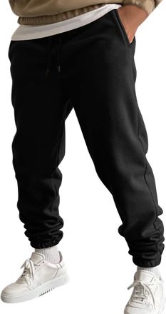 Generic Mens Jogging Tracksuit Bottoms Trousers Casual Fleece Pants Drawstring Joggers for Men UK Elasticated Waist Classic Work Jog Pants Pockets Gym Workout