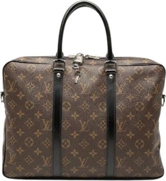 Louis Vuitton Pre-owned Handbags, male, Brown, Size: ONE SIZE Pre-owned Monogram Macassar Briefcase