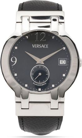 Versace 2010 pre-owned Madison 34mm - unisex - stainless steel/Sapphire Crystal/Calf Leather - 34 - Black