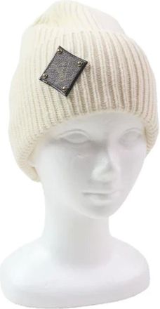 Louis Vuitton Pre-owned Accessories, male, White, Size: ONE SIZE Pre-owned Bonnet LV Wool Cowhide Knit Cap