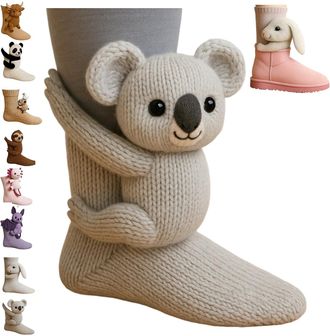 Generic 3D Knit Animal Socks, Hand Crocheted Floor Socks for Christmas, Soft Breathable Cotton Novelty Socks, Funny Gifts for Women & Men Comfy