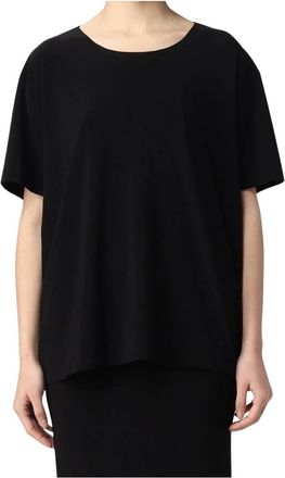 Norma Kamali T-shirt met ronde hals - Dames - T-shirts - Zwart - M - Polyester - Tops
