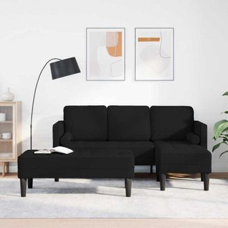 vidaXL Vidaxl - Juego De Sof&aacute; 2 Pcs Negro 173 X 131 X 67 Cm Tela