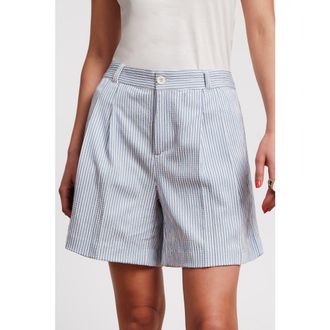 Frances Valentine Benny Short Stripe Seersucker in Light Blue/white at Nordstrom, Size 18