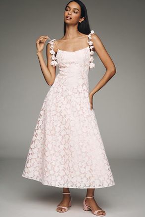 Mac Duggal Floral Lace A-Line Midi Dress