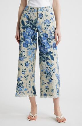 Kobi Halperin Anne Wide Leg Floral Crop Jeans in Ecru Multi at Nordstrom, Size 26