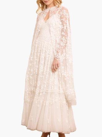 Needle & Thread Maeva Midaxi Cape in Swan White at Nordstrom, Size Medium