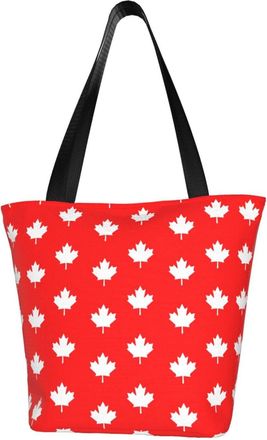 AOOEDM Canada Flag Maple Leaf Reusable Grocery Bag Shopping Bag Casual Shoulder Bag Handbag for Men Women ECO Market Bag Beach Bag Travel Totes