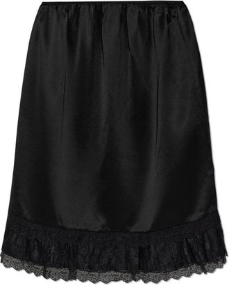 Ganni Gonna in raso con volant - - Skirts - Donna - Nero - 2XS