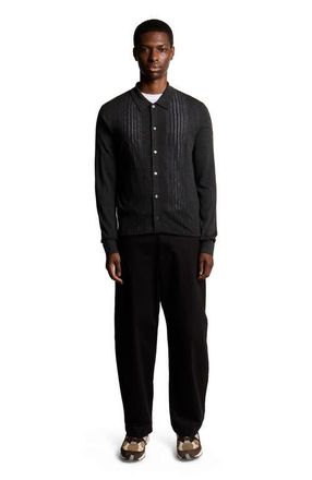Lyle & Scott Long Sleeve Cable Knitted Shirt in Charcoal Marl at Nordstrom, Size Xx-Large