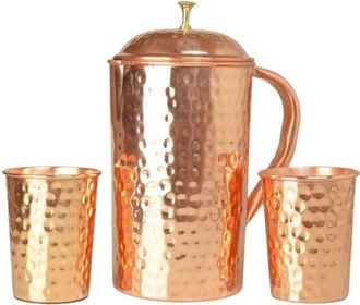 OEM Juego De Jarra De Cobre Martillado 1500 Ml + 2 Tazas 250 Ml Orient