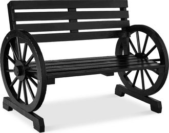 Best Choice Products 2-Person Wooden Wagon Wheel Bench for Patio, Garden, Outdoor Lounging w/ Rustic Design
